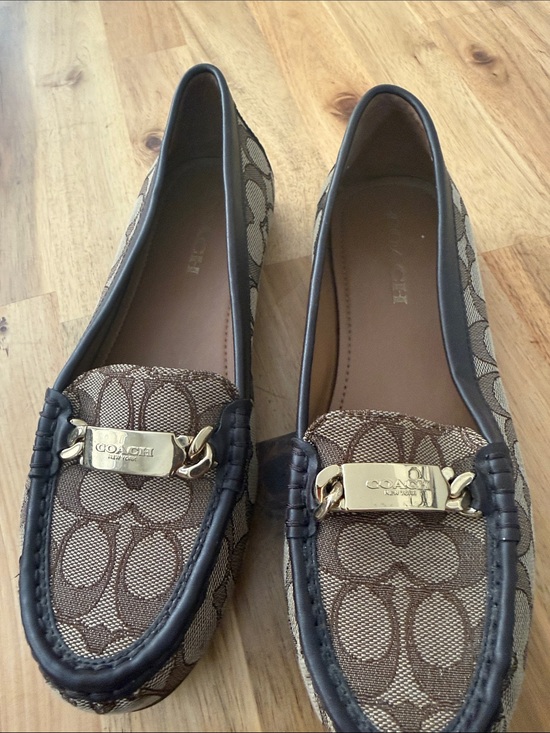Coach Shoes - Coach Brown Signature Canvas Loafers with Gold-Tone Hardware